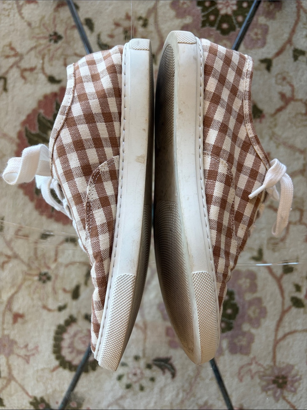 Loeffler Randall Brown Cream Gingham Sneakers - Picture 4 of 4
